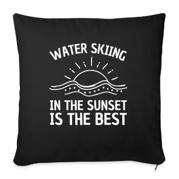 Le ski nautique au coucher du soleil est le meilleur - Housse de coussin décorative 45 x 45 cm - noir - Devant