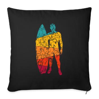 Retro Surfdesign - Surfer - Sofa pillowcase 17,3'' x 17,3'' (45 x 45 cm) - black - Front