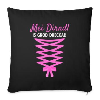 Damen Dirndl Ersatz Trachten Ersatz Bluse Kirmes - Sofakissenbezug 45 x 45 cm - Schwarz - Vorne