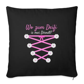 Damen Dirndl Ersatz Trachten Ersatz Bluse Kirmes - Sofakissenbezug 45 x 45 cm - Schwarz - Vorne