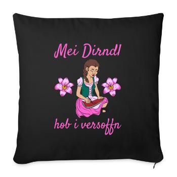 Damen Dirndl Ersatz Trachten Ersatz Bluse Kirmes - Sofakissenbezug 45 x 45 cm - Schwarz - Vorne