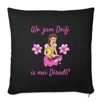 Damen Dirndl Ersatz Trachten Ersatz Bluse Kirmes - Sofakissenbezug 45 x 45 cm - Schwarz - Vorne