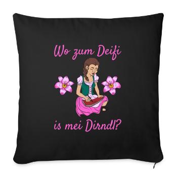 Damen Dirndl Ersatz Trachten Ersatz Bluse Kirmes - Sofakissenbezug 45 x 45 cm - Schwarz - Vorne