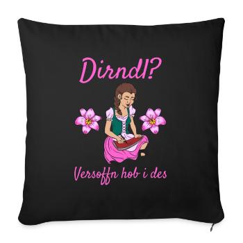 Damen Dirndl Ersatz Trachten Ersatz Bluse Kirmes - Sofakissenbezug 45 x 45 cm - Schwarz - Vorne