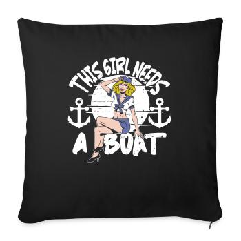 Seglen Segelboot Segler - Sofakissenbezug 45 x 45 cm - Schwarz - Vorne