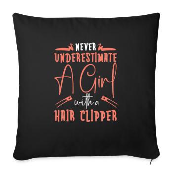 Coiffeur Coiffeur Coiffure Coiffure Coiffure Coiffure - Housse de coussin décorative 45 x 45 cm - noir - Devant