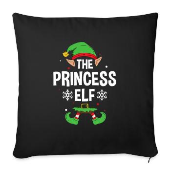 Elfe de cadeau de Noël de famille assorti de groupe - Housse de coussin décorative 45 x 45 cm - noir - Devant