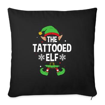 Elfe de cadeau de Noël de famille assorti de groupe - Housse de coussin décorative 45 x 45 cm - noir - Devant