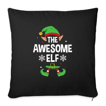 Elfe de cadeau de Noël de famille assorti de groupe - Housse de coussin décorative 45 x 45 cm - noir - Devant