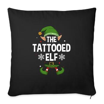 Elfe de cadeau de Noël de famille assorti de groupe - Housse de coussin décorative 45 x 45 cm - noir - Devant