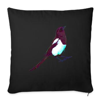 Colorful Splash Bird Magpie - Sofa pillowcase 17,3'' x 17,3'' (45 x 45 cm) - black - Front