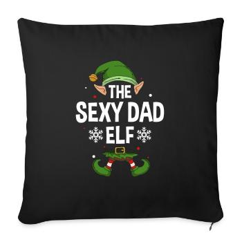 Elfe de cadeau de Noël de famille assorti de groupe - Housse de coussin décorative 45 x 45 cm - noir - Devant