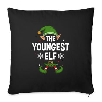 Elfe de cadeau de Noël de famille assorti de groupe - Housse de coussin décorative 45 x 45 cm - noir - Devant