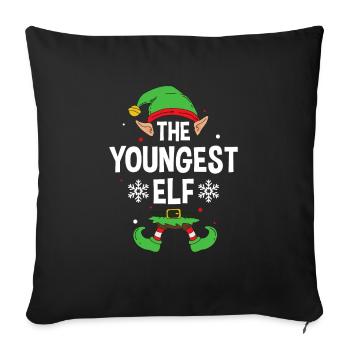 Elfe de cadeau de Noël de famille assorti de groupe - Housse de coussin décorative 45 x 45 cm - noir - Devant