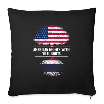 American grown with thai roots Thailand - Sofa pillowcase 17,3'' x 17,3'' (45 x 45 cm) - black - Front