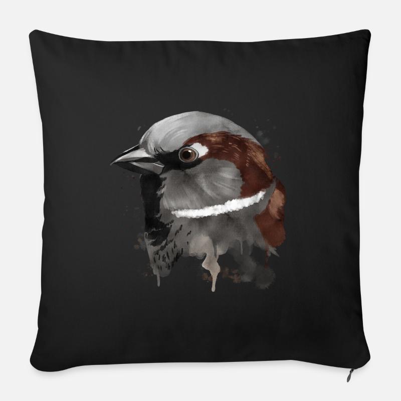 Haussperling Splash Hausspatz Vogel Spatz - Sofakissenbezug 45 x 45 cm - Schwarz