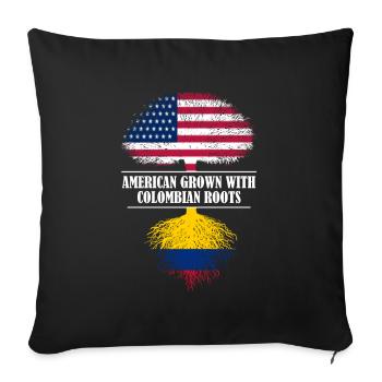 American grown with colombian roots flag - Sofa pillowcase 17,3'' x 17,3'' (45 x 45 cm) - black - Front