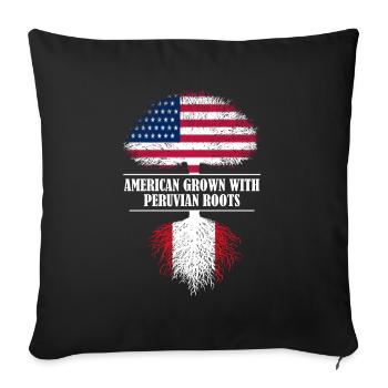 American grown with Peruvian roots flag - Sofakissenbezug 45 x 45 cm - Schwarz - Vorne