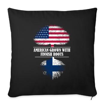 American grown with Finnish roots Finland - Sofakissenbezug 45 x 45 cm - Schwarz - Vorne