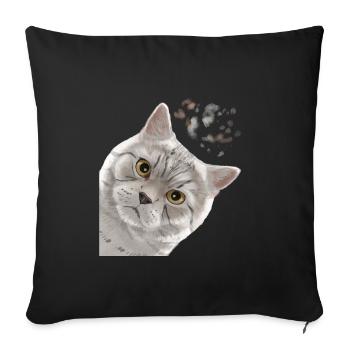 Funny Curious Spotted British Shorthair Cat - Sofa pillowcase 17,3'' x 17,3'' (45 x 45 cm) - black - Front