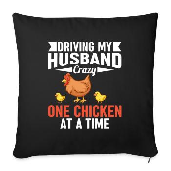 Drôle de dicton de poulet pour les agriculteurs agriculteurs - Housse de coussin décorative 45 x 45 cm - noir - Devant