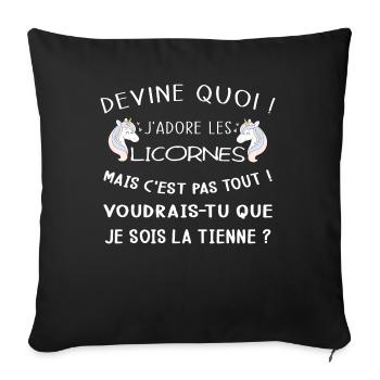 Devine quoi ! Je t'adore je veux être ta licorne ! - Housse de coussin décorative 45 x 45 cm - noir - Devant