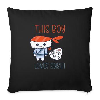 Kawaii Japanese Food Salmon Salmon Sushi Roll - Housse de coussin décorative 45 x 45 cm - noir - Devant