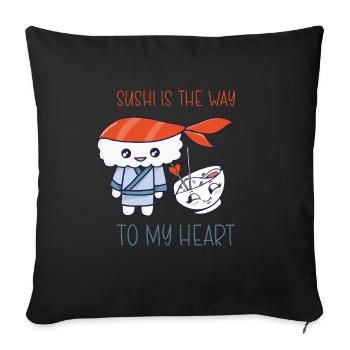 Kawaii Japanese Food Salmon Salmon Sushi Roll - Housse de coussin décorative 45 x 45 cm - noir - Devant