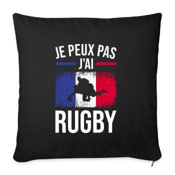 Je Peux Pas J'ai Rugby Joueur Maillot France Rugby - Sofakissenbezug 45 x 45 cm - Schwarz - Vorne
