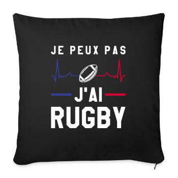 Je Peux Pas J'ai Rugby Joueur Maillot France Rugby - Sofakissenbezug 45 x 45 cm - Schwarz - Vorne