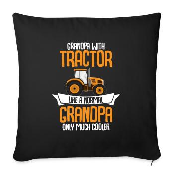Grandpa with tractor like a normal grandpa only mu - Sofa pillowcase 17,3'' x 17,3'' (45 x 45 cm) - black - Front