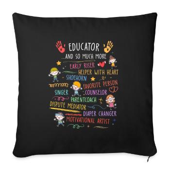 Jardin d’enfants éducateur - Housse de coussin décorative 45 x 45 cm - noir - Devant