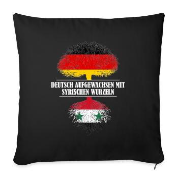 Deutsch mit syrischen Wurzeln - Sofakissenbezug 45 x 45 cm - Schwarz - Vorne