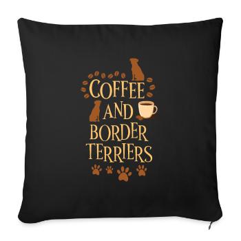 Café et Border Terriers - Housse de coussin décorative 45 x 45 cm - noir - Devant