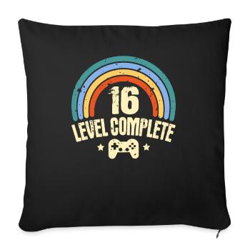 16ème anniversaire Niveau 16 ans Drôle de joueur - Housse de coussin décorative 45 x 45 cm - noir - Devant