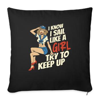 Sailing Sailors Sailboat Girls Sailors - Sofa pillowcase 17,3'' x 17,3'' (45 x 45 cm) - black - Front