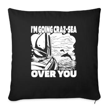 Voilier Jeu de mots Marins Marins Marins - Housse de coussin décorative 45 x 45 cm - noir - Devant