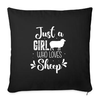 JUST A GIRL WHO LOVES SHEEP - Sofakissenbezug 45 x 45 cm - Schwarz - Vorne