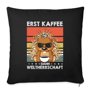 Stachelschwein Kaffee-Sonnenbrille - Sofakissenbezug 45 x 45 cm - Schwarz - Vorne