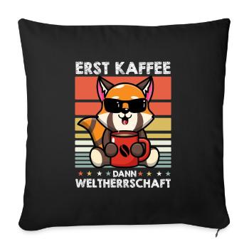 Roter Panda Sonnenbrille Kaffee - Sofakissenbezug 45 x 45 cm - Schwarz - Vorne