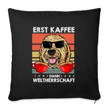 Golden Doodle Sonnenbrille Kaffee - Sofakissenbezug 45 x 45 cm - Schwarz - Vorne