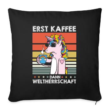 Einhorn Unicorn Kaffee Sonnenbrille - Sofakissenbezug 45 x 45 cm - Schwarz - Vorne
