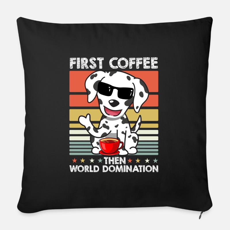 Dalmatiner Kaffee-Sonnenbrille - Sofakissenbezug 45 x 45 cm - Schwarz