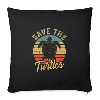 Save the turtles water turtle - Sofa pillowcase 17,3'' x 17,3'' (45 x 45 cm) - black - Front