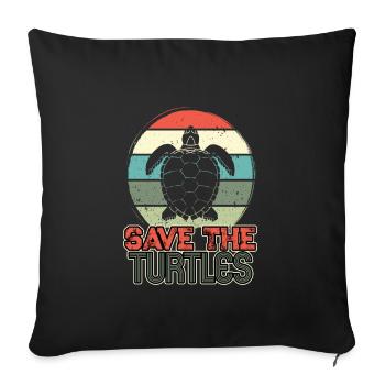Save the turtles water turtle - Sofa pillowcase 17,3'' x 17,3'' (45 x 45 cm) - black - Front