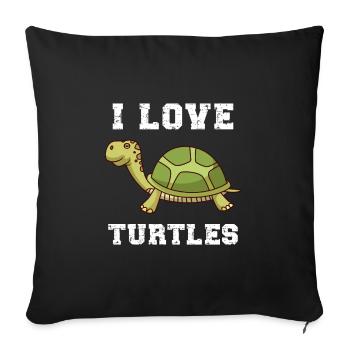 I love turtles water turtle - Sofa pillowcase 17,3'' x 17,3'' (45 x 45 cm) - black - Front