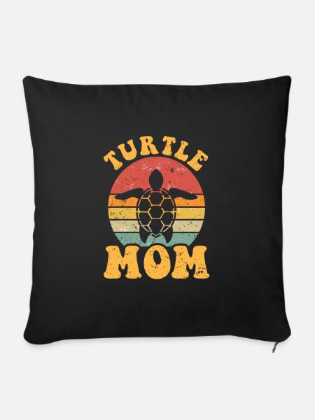 Turtle Mom turtles - Sofakissenbezug 45 x 45 cm - Schwarz