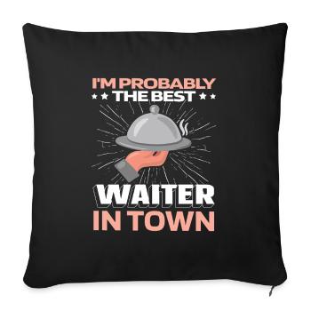 Serveuse Serveuse Drôle - Housse de coussin décorative 45 x 45 cm - noir - Devant