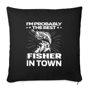 Angler Fishing Bass - Sofa pillowcase 17,3'' x 17,3'' (45 x 45 cm) - black - Front