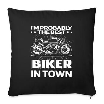Moto Motard Moto Drôle - Housse de coussin décorative 45 x 45 cm - noir - Devant